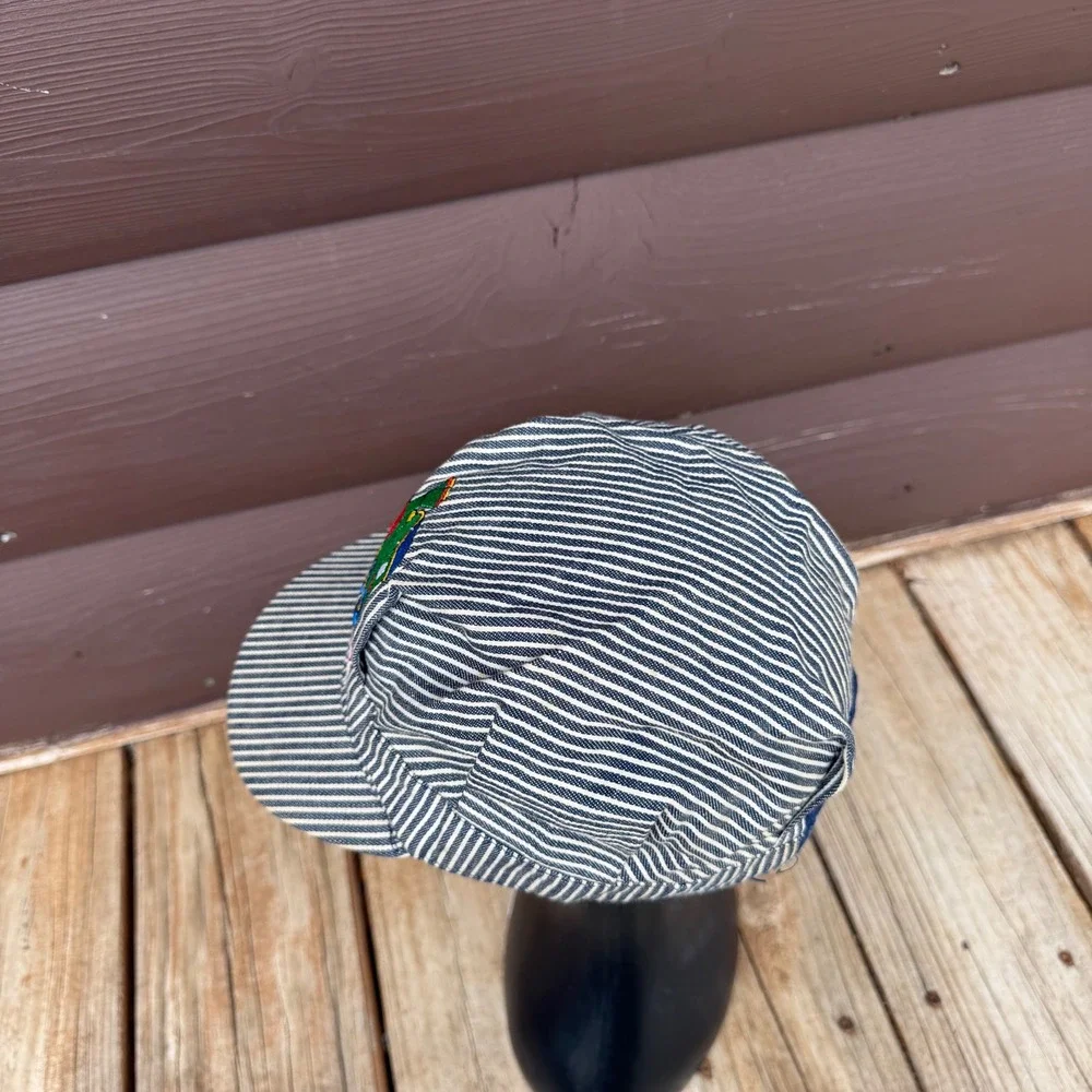 Vintage Playskool Train Conductor Hat Hickory Stripe Engineer Cap Toddler Kids